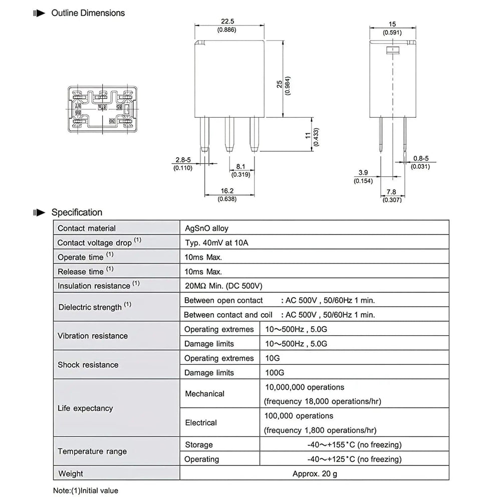 Accessories 5Pack 5Pin SPST Electrical Relays
