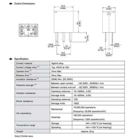 Accessories 5Pack 5Pin SPST Electrical Relays