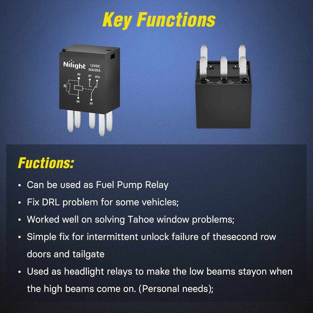 Accessories 5Pack 5Pin SPST Electrical Relays