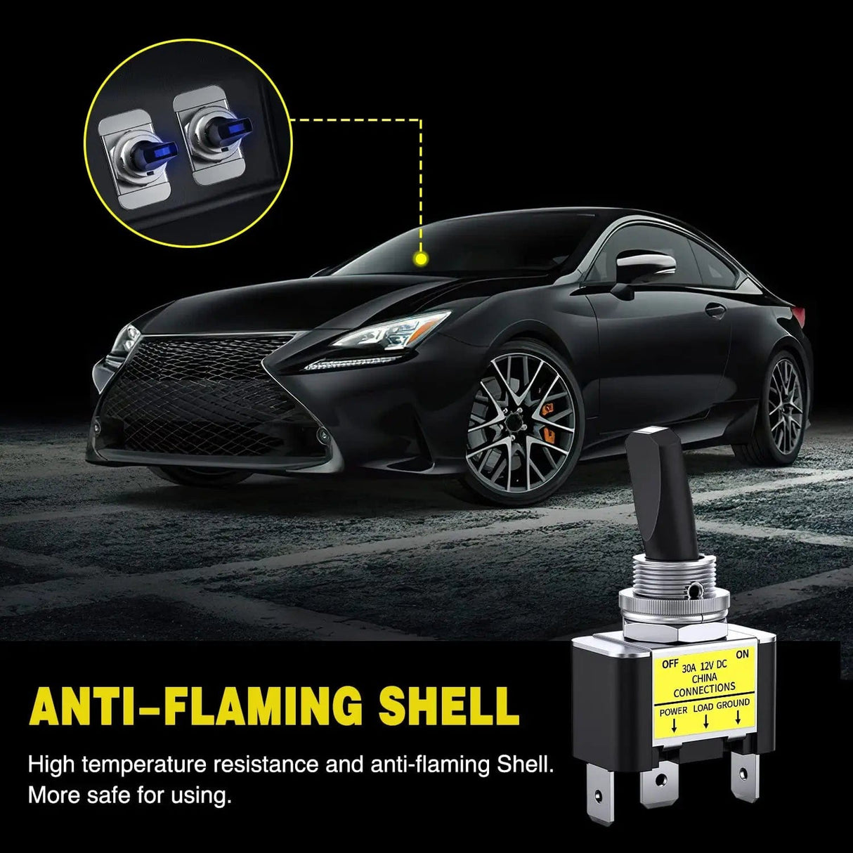 Rocker Switch 5Pcs 3Pin SPST Blue LED toggle Switch