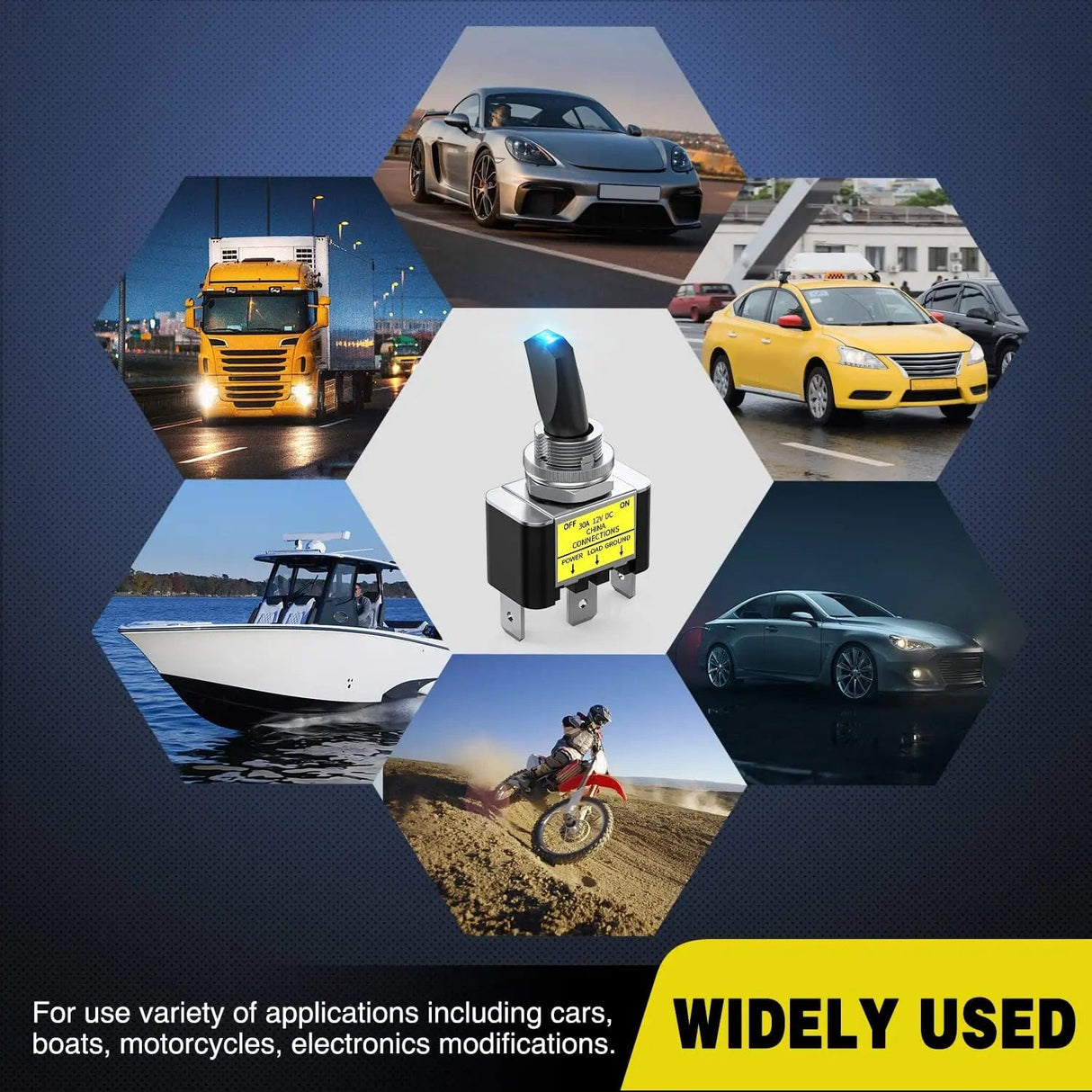 Rocker Switch 5Pcs 3Pin SPST Blue LED toggle Switch