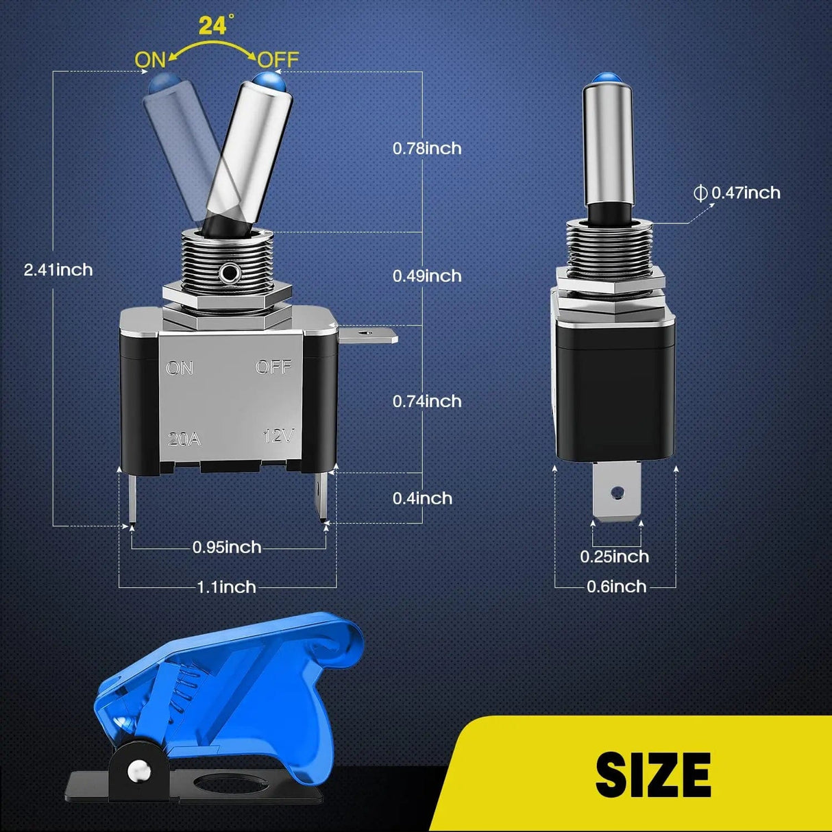 Rocker Switch 5Pcs 3Pin SPST ON-Off Blue LED Toggle Switch