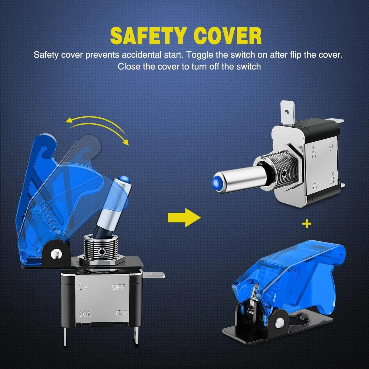 Rocker Switch 5Pcs 3Pin SPST ON-Off Blue LED Toggle Switch