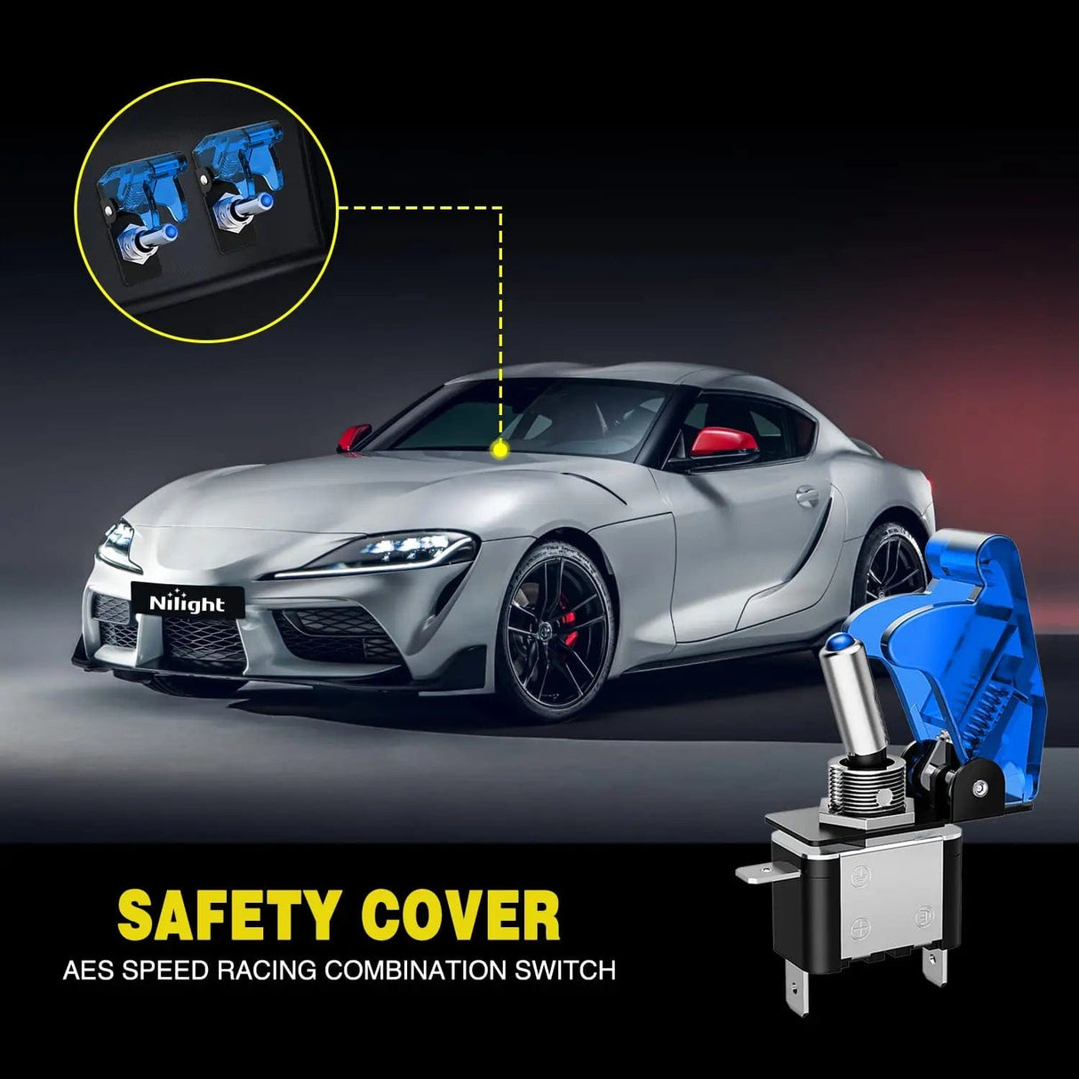 Rocker Switch 5Pcs 3Pin SPST ON-Off Blue LED Toggle Switch