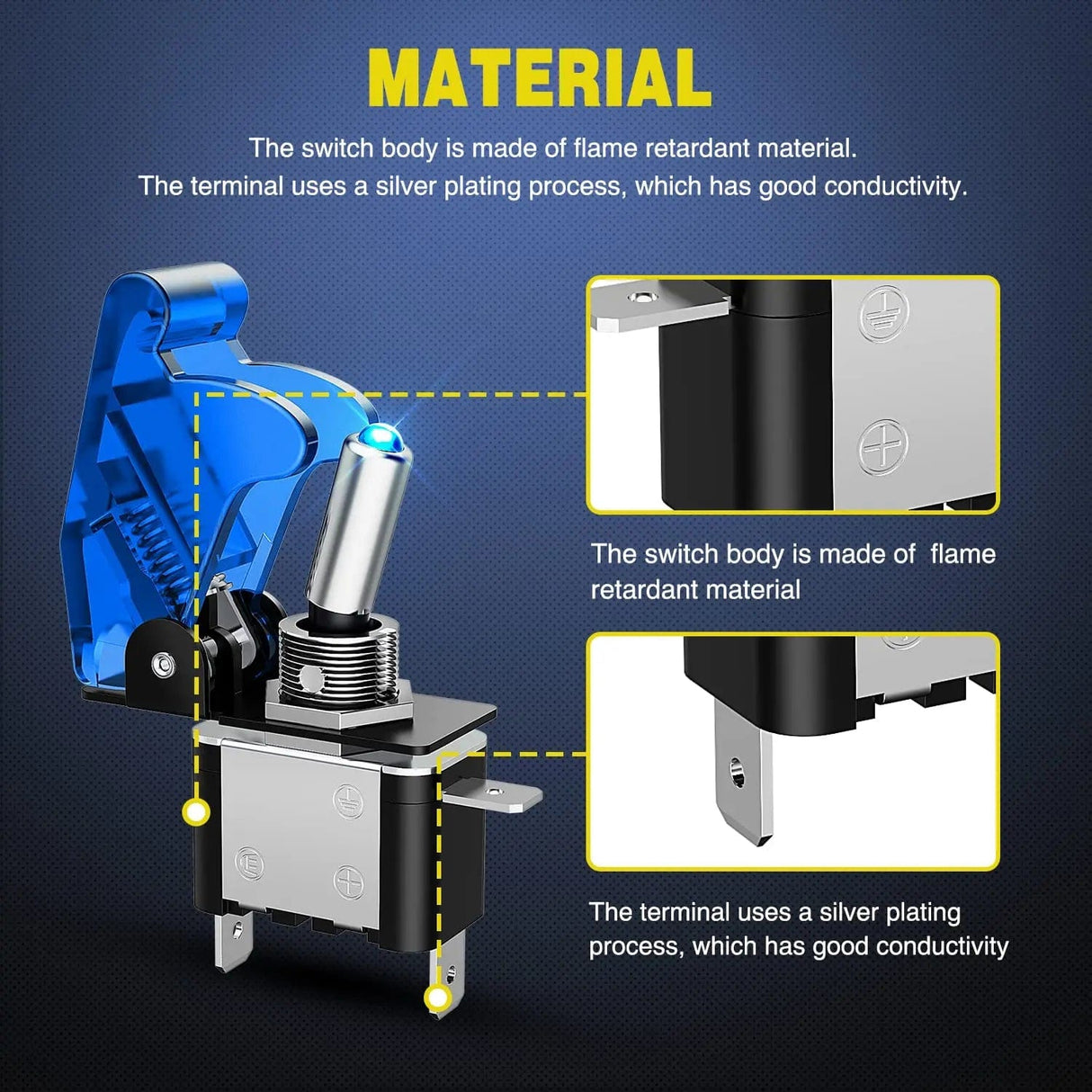 Rocker Switch 5Pcs 3Pin SPST ON-Off Blue LED Toggle Switch