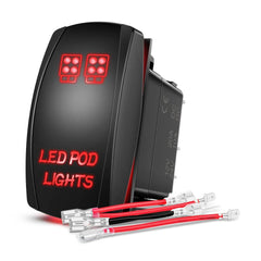5Pin Laser On/Off LED Pod Lights Rocker Switch Red