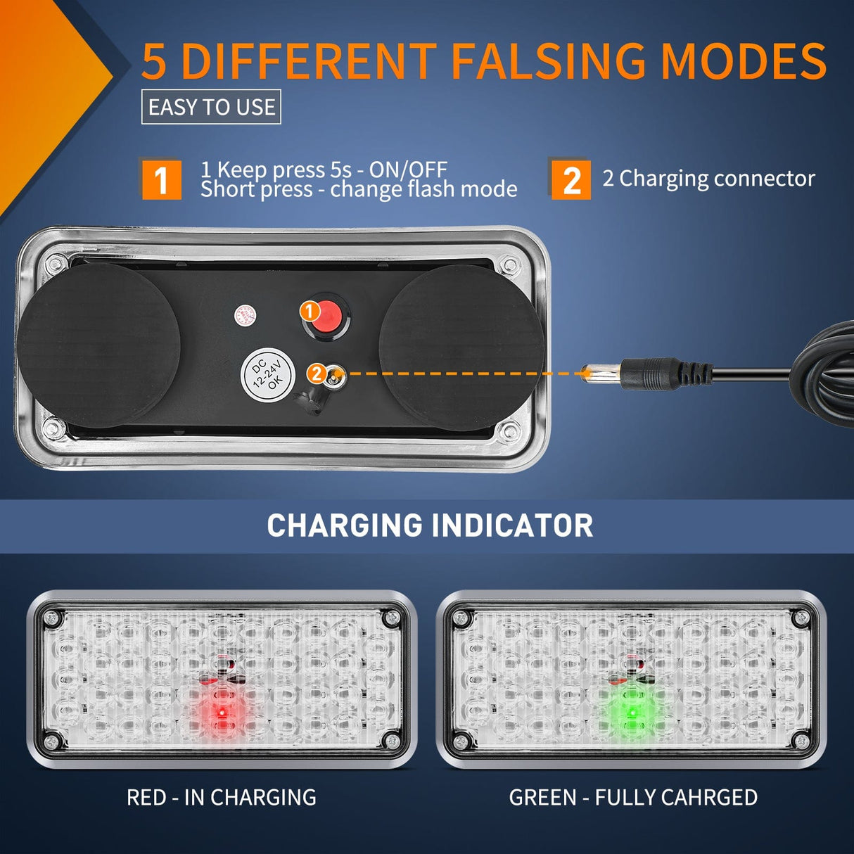 led strobe light 42LED Red Blue Wireless Magnetic Strobe Lights Surface Mount Waterproof 5 Patterns (Pair)