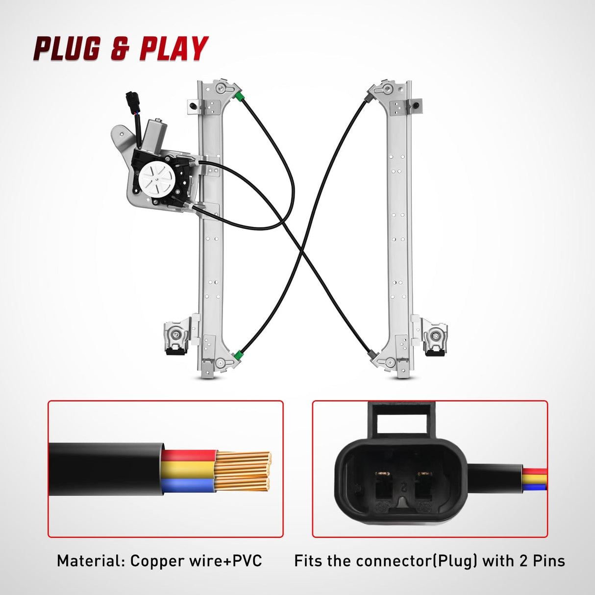 Window Regulator 741-578 Window Regulator and Motor Rear Driver Side,Compatible with Cadillac Escalade/Chevy Avalanche/Silverado/GMC Sierra Yukon 1500 2500 3500 2000 2001 2002 2003 2004 2005 2006 2007