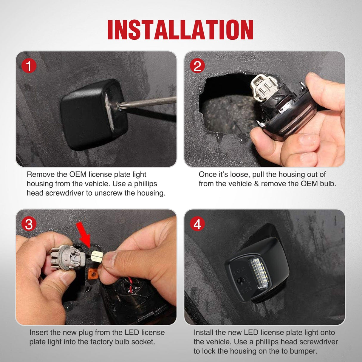 Tail Brake Turn Reverse Lights License Plate Lights Compatible with 2005 2006 2007 2008 2009 2010 2011 2012 2013 2014 2015 Toyota Tacoma 2000-2013 Tundra Black Housing 6000K White 2PCS Pack