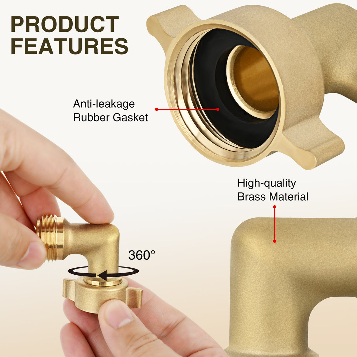 90 Degree Hose Elbow for RV Garden Water Hose Elbow Fitting 3/4Inch Solid Brass 90° Right Angle Water Hose Connector for RV Camper Trailer Outdoor Garden Hose Systems Faucet Adapter Accessories