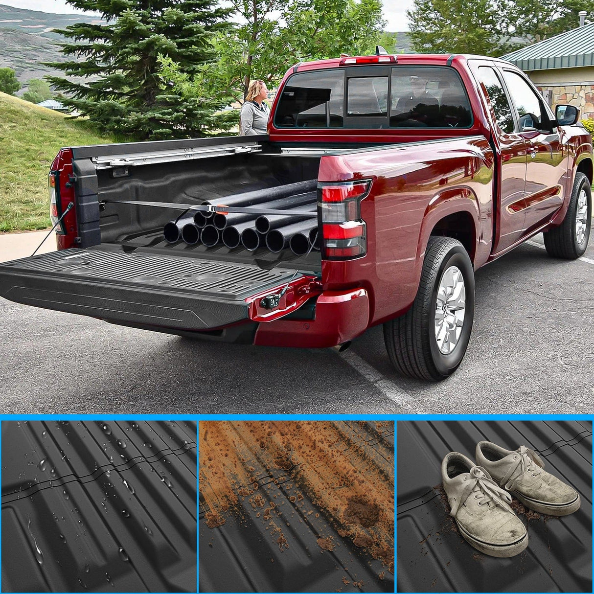 Truck Bed Mat 5ft Rubber Short Bed For 2022 2023 2024 Nissan Frontier