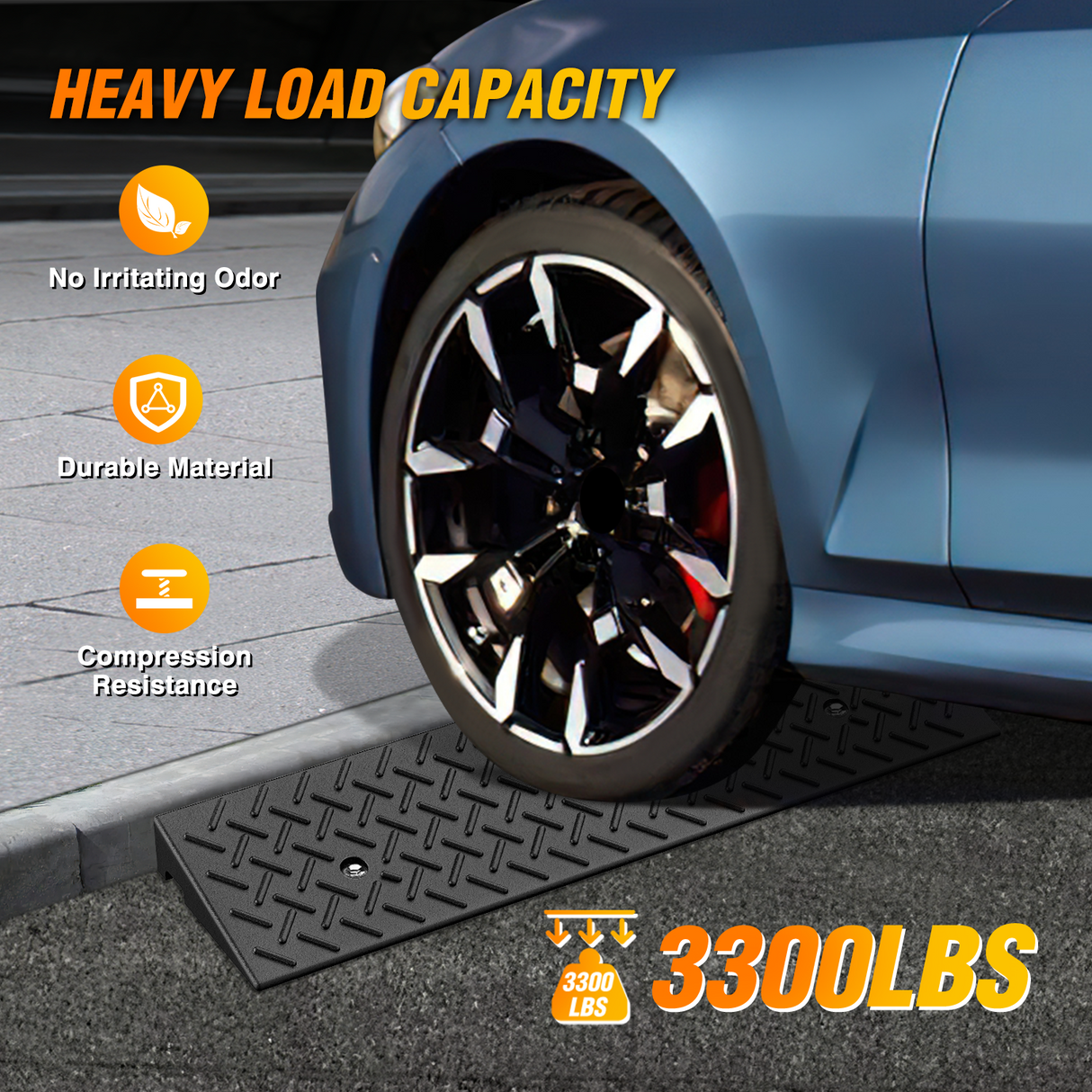 Nilight 2.8Inch Rise Curb Ramps, Heavy Duty Rubber Driveway Threshold Shed Ramp for Sidewalk Cars Lawn Mower Wheelchairs Motorcycles, 3300lbs Load Capacity