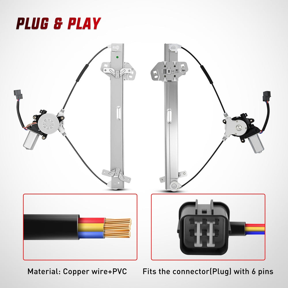 Window Regulator Power Window Regulator with Motor Assembly Replacement for Honda Accord 2003 2004 2005 2006 2007, Front Driver Side, 741-306