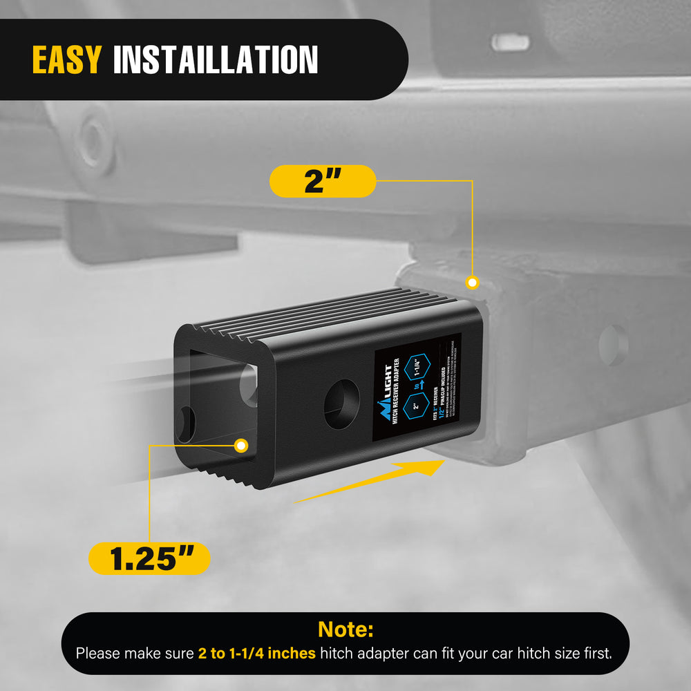 Nilight Trailer Hitch Receiver Extender Adapter Reducer 2 to 1-1/4 Inch Sleeve Convertor Receiver Aluminum Towing Accessories for Tractor Bucket RV Truck Bike Rack Cargo Carriers
