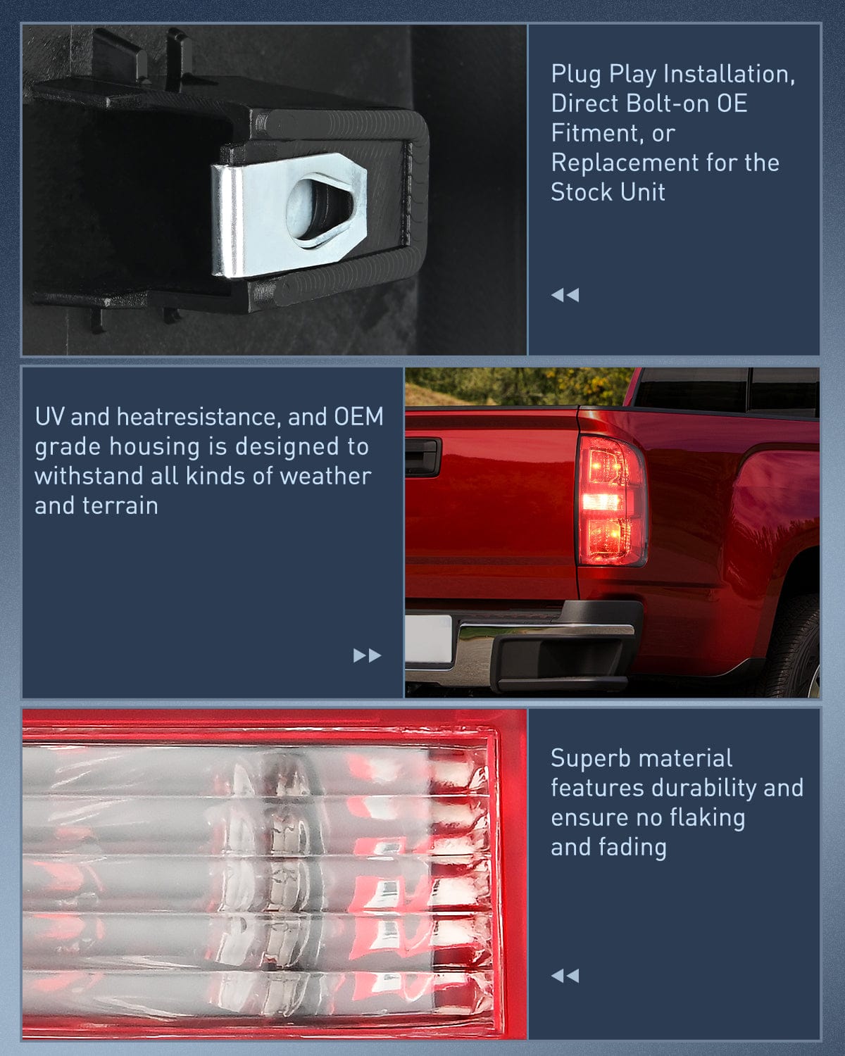 Taillight Assembly 2015 2016 2017 2018 2019 2020 2021 2022 Chevy Colorado Taillight Assembly Rear Lamp Replacement OE Style Driver Side and Passenger Side w/Bulbs