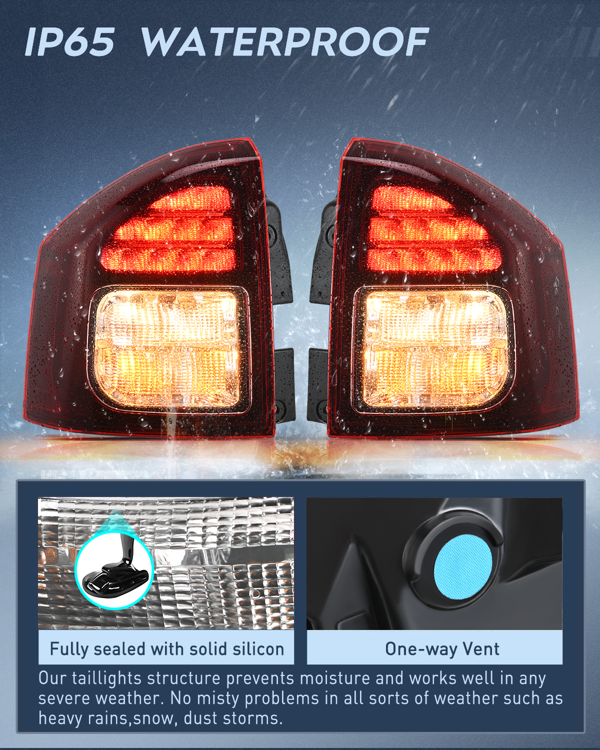 Nilight Taillight Assembly Compatible with 2014 2015 2016 2017 Jeep Compass Tail Light OE Style Rear Lamp Replacement Driver and Passenger Side w/Bulbs