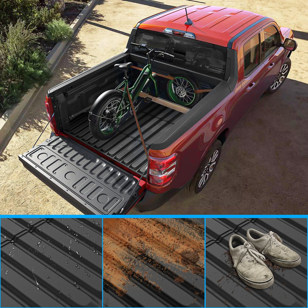 Truck Bed Mat 4.5ft Rubber Short Bed For 2022 2023 2024 Ford Maverick (Hybrid & Gas Model)