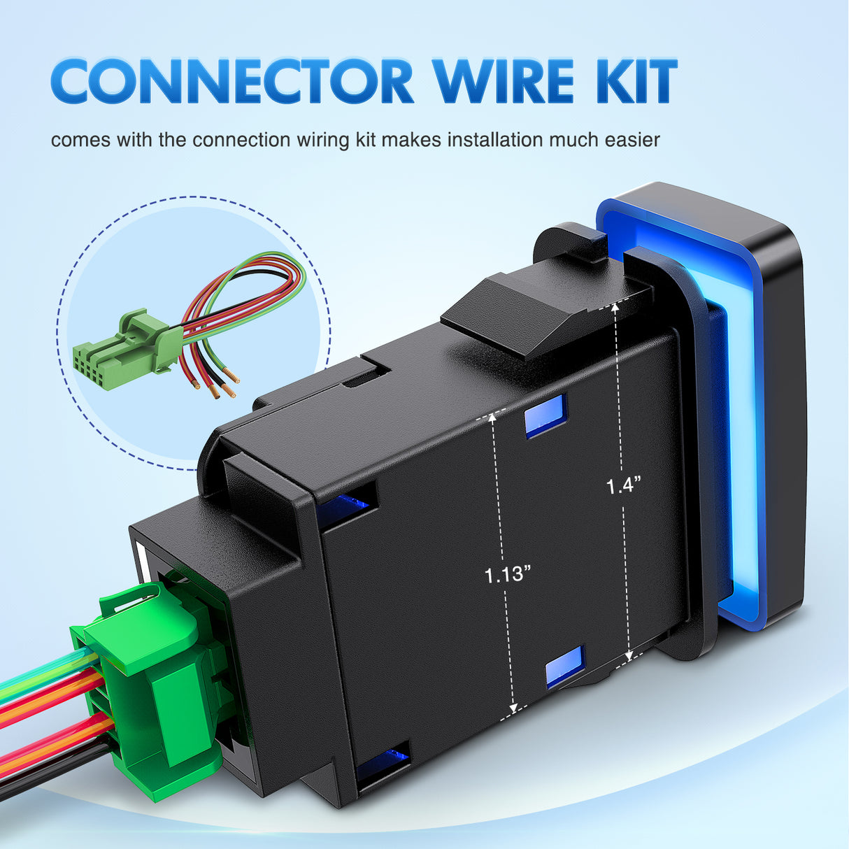 Driving Lights Push Button Switch 12V ON Off Switches with Connector Wire Kit 1.54Inch x 0.83Inch Replacement for Toyota FJ Cruiser Fortuner Ta coma Highlander Tundra 4Runner Prado Land Cruiser