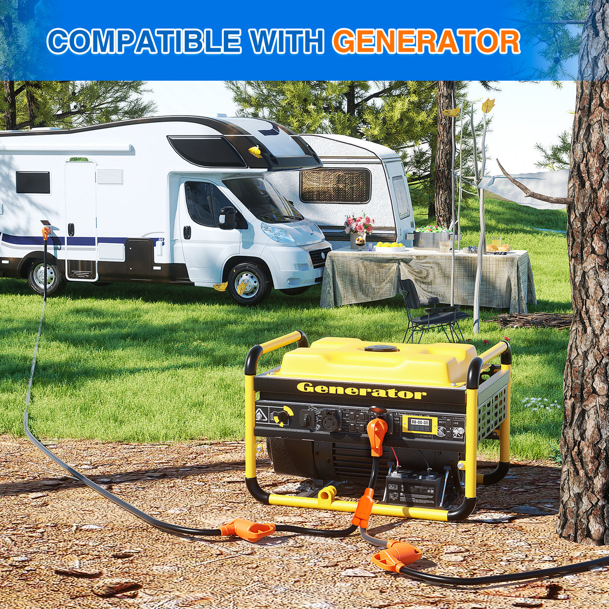 Nilight 50 Amp to 50 Amp RV Y Splitter Adapter Cord 50A Male Plug to Two 50A Female Outlet NEMA 14-50P 14-50R Pure Copper STW 10 AWG Heavy Duty Cable for RV Camper Generator