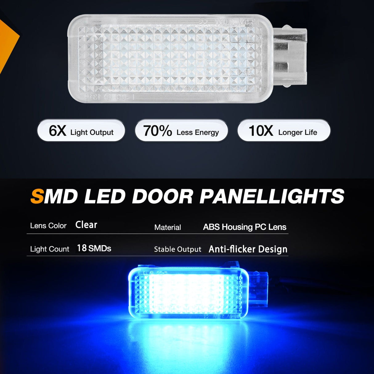 Door Panel Light 2PCS LED Interior Door Panel Light Courtesy Warning Lights Blue Beam Plug and Play Compatible with Audi A3 A4 A5 A6 A7 S3 S4 S5 S6 S7 Q5 Q7 TT OEM Replacement CANbus Error Free