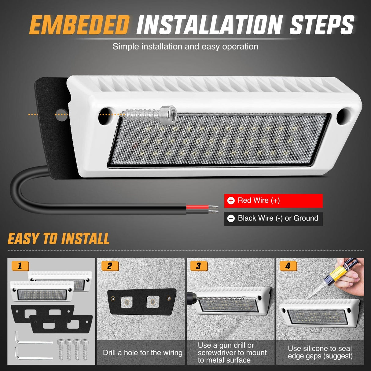 Area Lights RV Exterior Light 2PCS 9 Inch White Beam Porch Lights White Aluminum