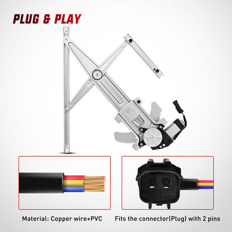 Window Regulator Front Passenger Window Regulator with Motor, Compatible with Chevy Colorado/GMC Canyon 2004 2005 2006 2007 2008 2009 2010 2011 2012, Power Window Lift Motor Assembly, 741-015