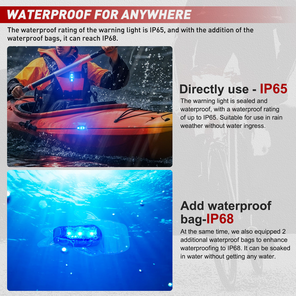 LED Safety Light 4PCS Blue Marine Navigation Bike Tail Lights Three Modes Waterproof Reflective Gear Clip On Flash Strobe Indicator Lamp for Night Boating Fishing