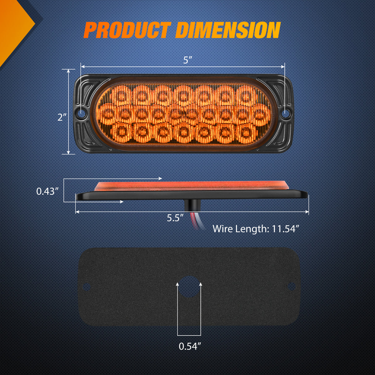 5.5 Inch Aluminum Housing Tail Light 2 PCS 24 LED Amber Left Right Turn Signals Marker Lights Surface Mount IP67 Waterproof for 10-30V RV Camper Trailer Truck Bus Boat