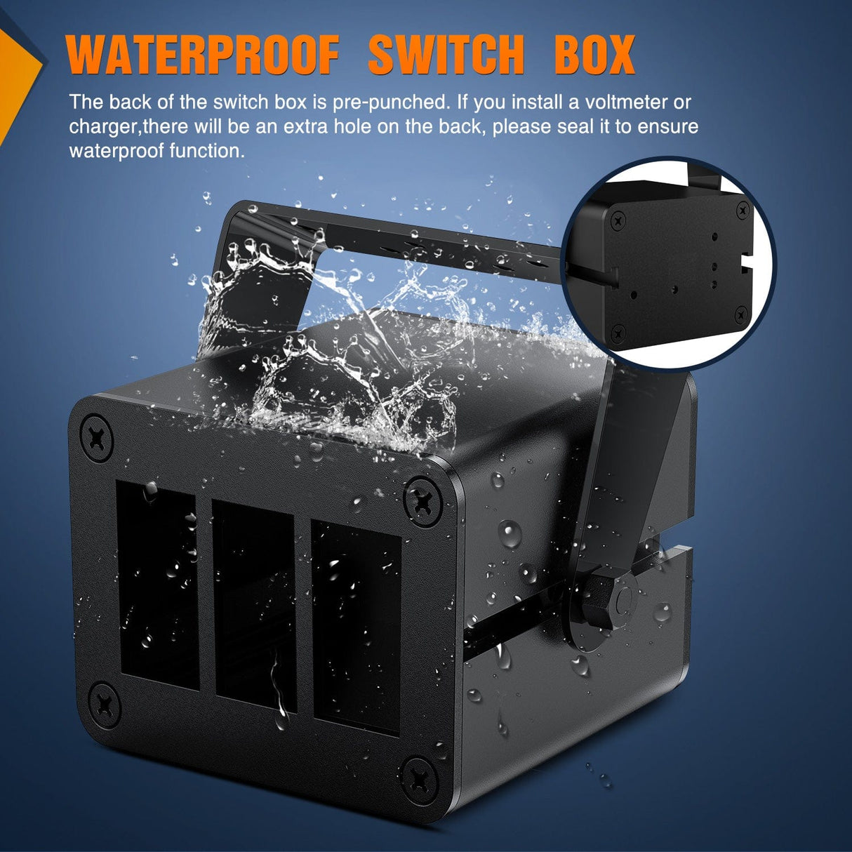 Rocker Switch 3 Gang Rocker Switch Box 3 Holes Panel Detachable Installation Housing Waterproof Aluminum Rotatable Mount Bracket 12V 24V DIY Toggle Switches Voltmeter USB Socket for Boats Cars RVs Trucks