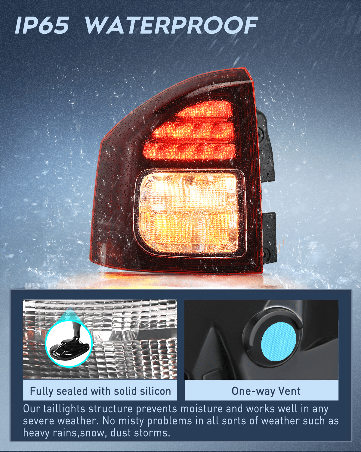 Taillight Assembly Taillight Assembly Compatible with 2014 2015 2016 2017 Jeep Compass Tail Light OE Style Rear Lamp Replacement Driver Side w/Bulbs