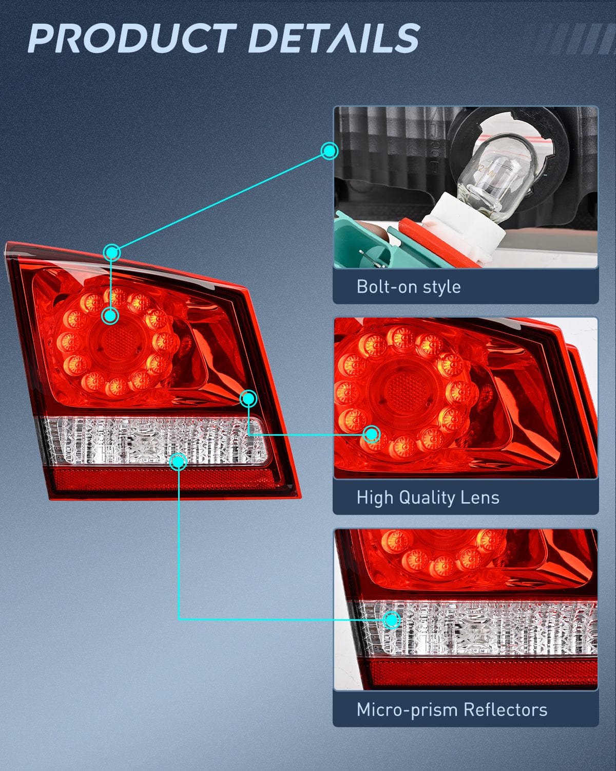 Taillight Assembly Taillight Assembly Compatible with 2011 2012 2013 2014 2015 2016 2017 2018 2019 2020 Dodge Journey Inner Tail Light Left Drive Side