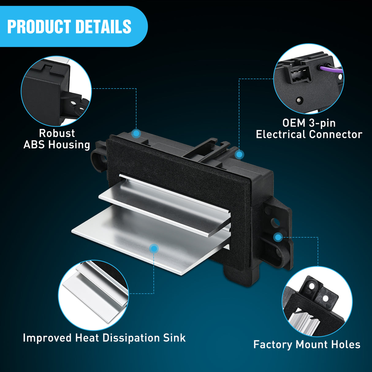 Nilight AC Blower Motor Resistor Blower Control Module Fit for Chevy Silverado 1500, GMC Envoy, Cadillac Escalade 2003 2004 2005 2006 2007 Replace 15-80567 89018778 52495874 4P1516