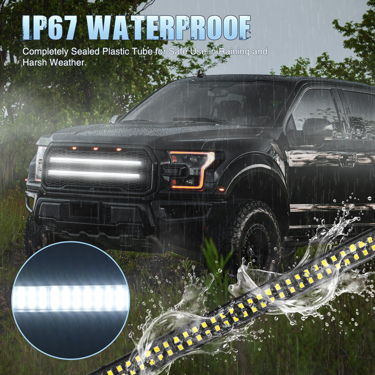 Nilight 2PCS 24 inch Truck Grill Strobe Lights Strip 384 LED Emergency Light White Flexible Side Flashing Warning Caution Safety Waterproof Lighting Kit for Trucks Tow Plow Construction Vehicles