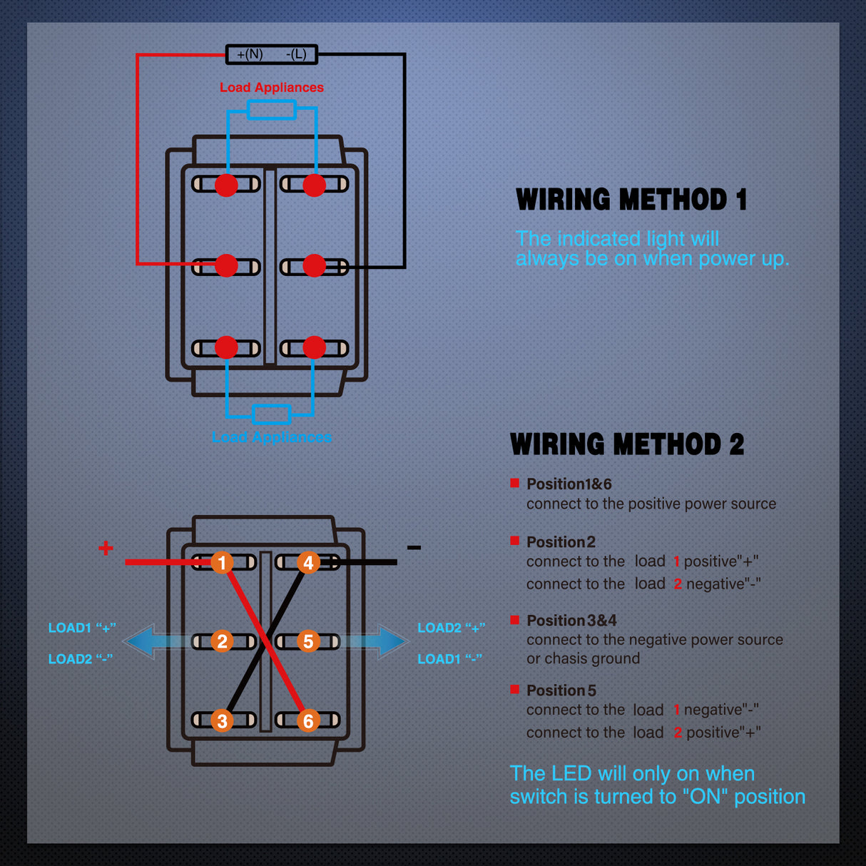 Nilight 6Pin On Off On Rocker Switch 2PCS Red LED Lighted IP67 Waterproof DPDT 3 Position Latching 20A 12VDC 125VAC Motor Toggle for Car Boat Automotive Vehicles