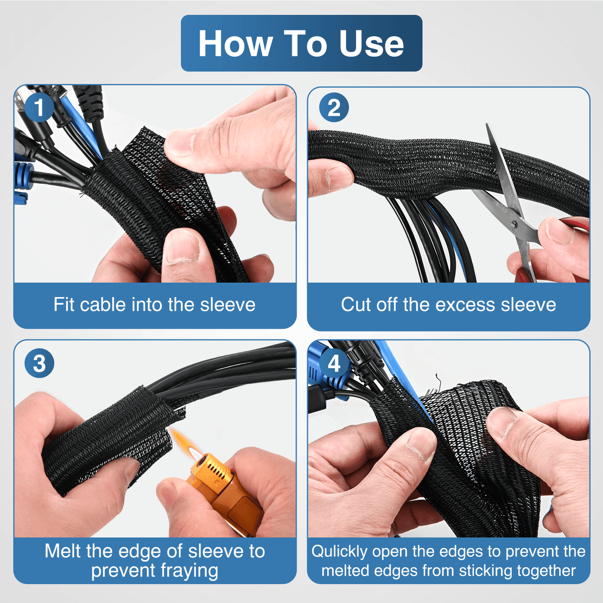 Wiring Harness Kit 25ft-1 inch Cable Management Sleeves