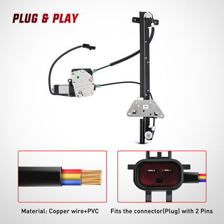 Window Regulator 741-648 Power Window Regulator and Motor Front Passenger Side Compatible with Dodge Dakota 2000 2001 2002 2003 2004,Dodge Durango 1998 1999 2000 2001 2002 2003,Front Left Side