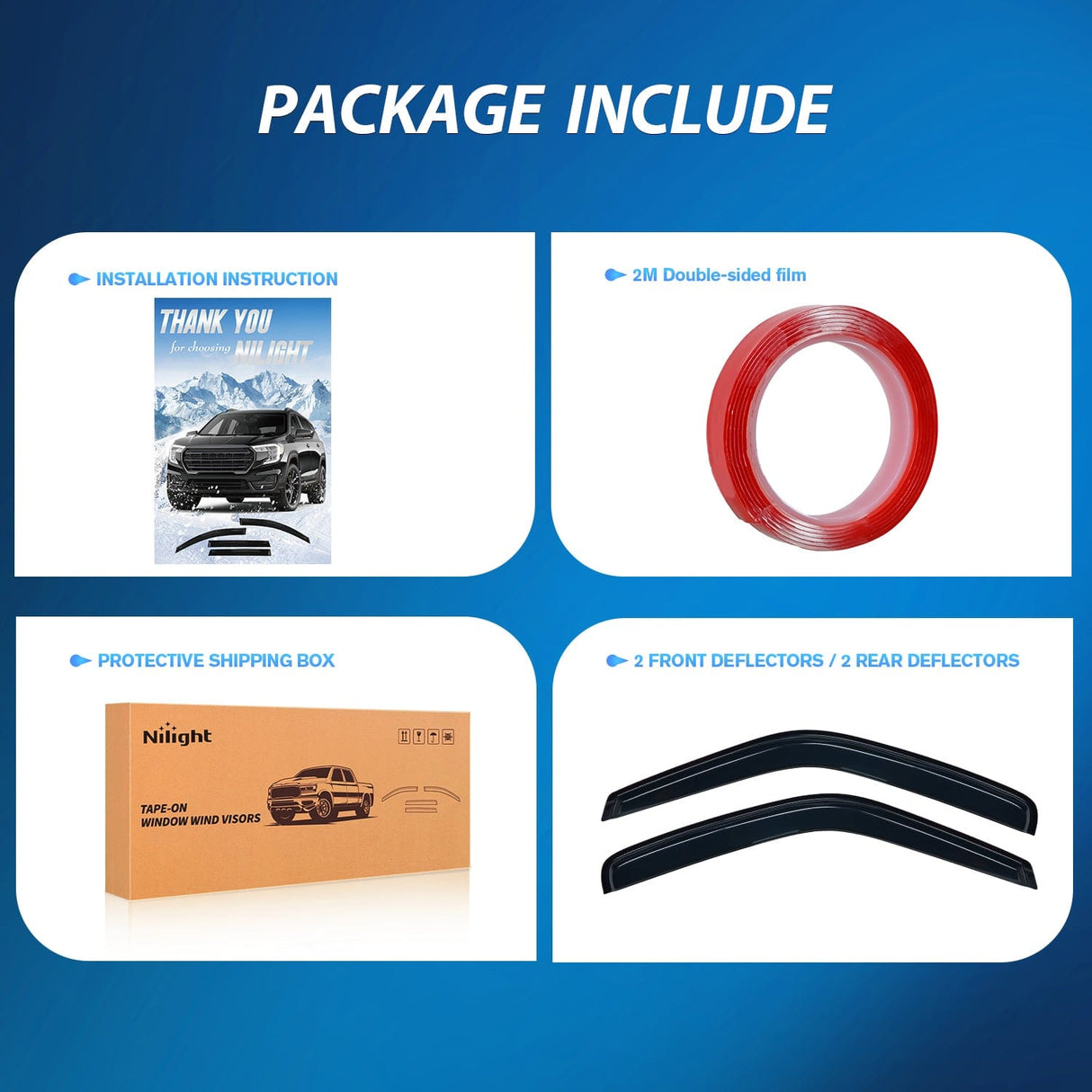 Rain Guards Tape-On Rain Guards for Chevrolet Chevy Express Van 1500 1996-2014 2010 2011 2012 2013 1014, Window Visors Vent Wind Deflectors-2PCS