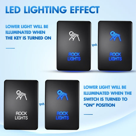 Rocker Switch Toyota Rocker Lights Push Button Square Switch 12V ON Off Switch with Connector Wire Kit