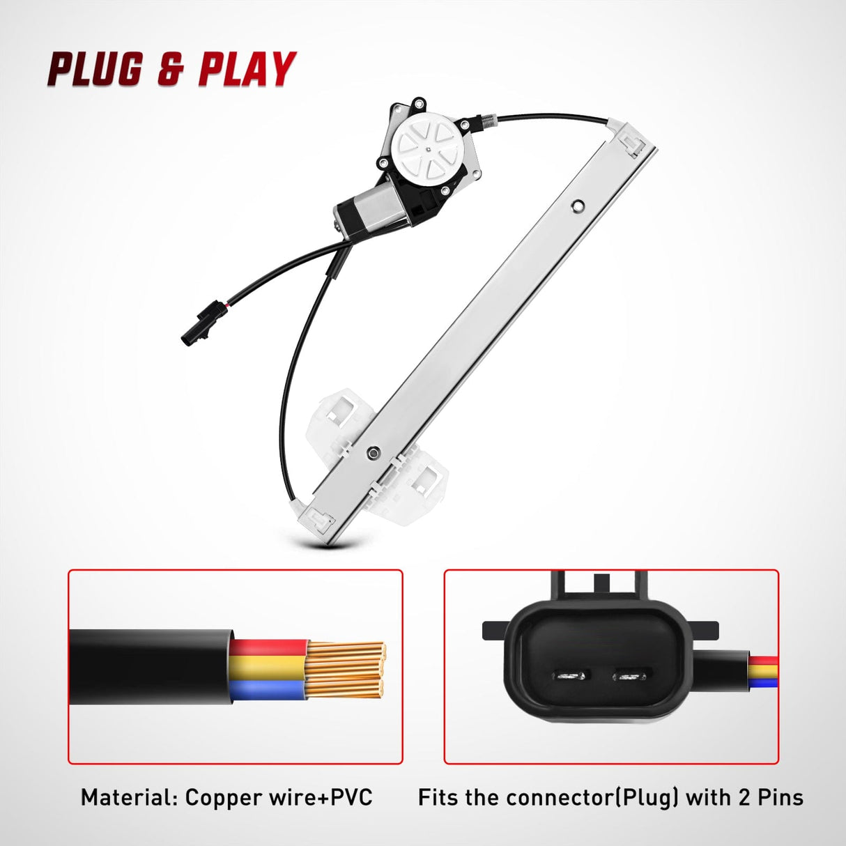 748-913 Window Regulator and Motor Front Passenger Side Compatible with Jeep Wrangler 2007-2017 Sport Utility,Wrangler JK 2018 Sport Utility 2010 2011 2012 2013 2014 2015 2016 2017