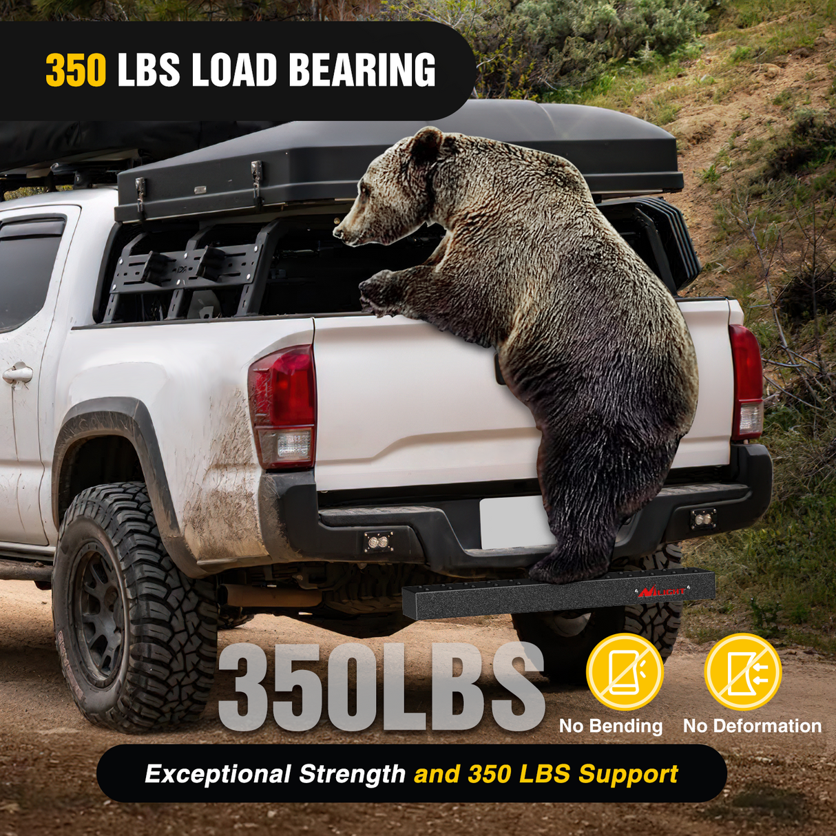 Running Board Hitch Step with 2Inch Hitch Receiver Rear Bumper Guard Protector 23.5 Inch with 5/8Inch Hitch Pin Clip Upgraded Textured Black Anti Slip Hitch Step Bar for Pickup Truck Car SUV