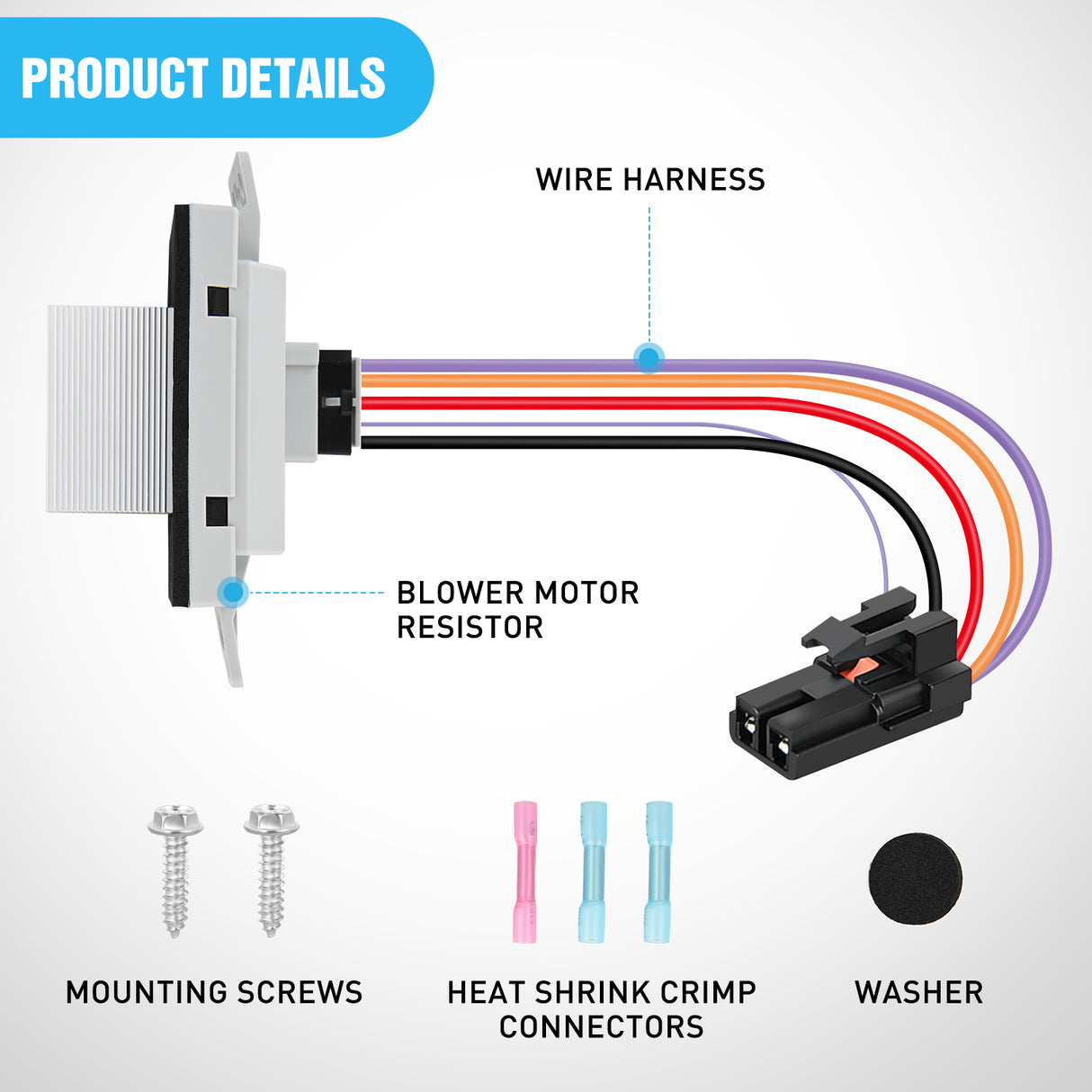 Nilight HVAC Blower Motor Resistor Complete Kit with Harness Fit for Chevy, GMC Vehicles - Silverado, Tahoe, Suburban, Sierra, Yukon XL Replaces 1581773, 89018778, 89019351, 19260762, 15-80567
