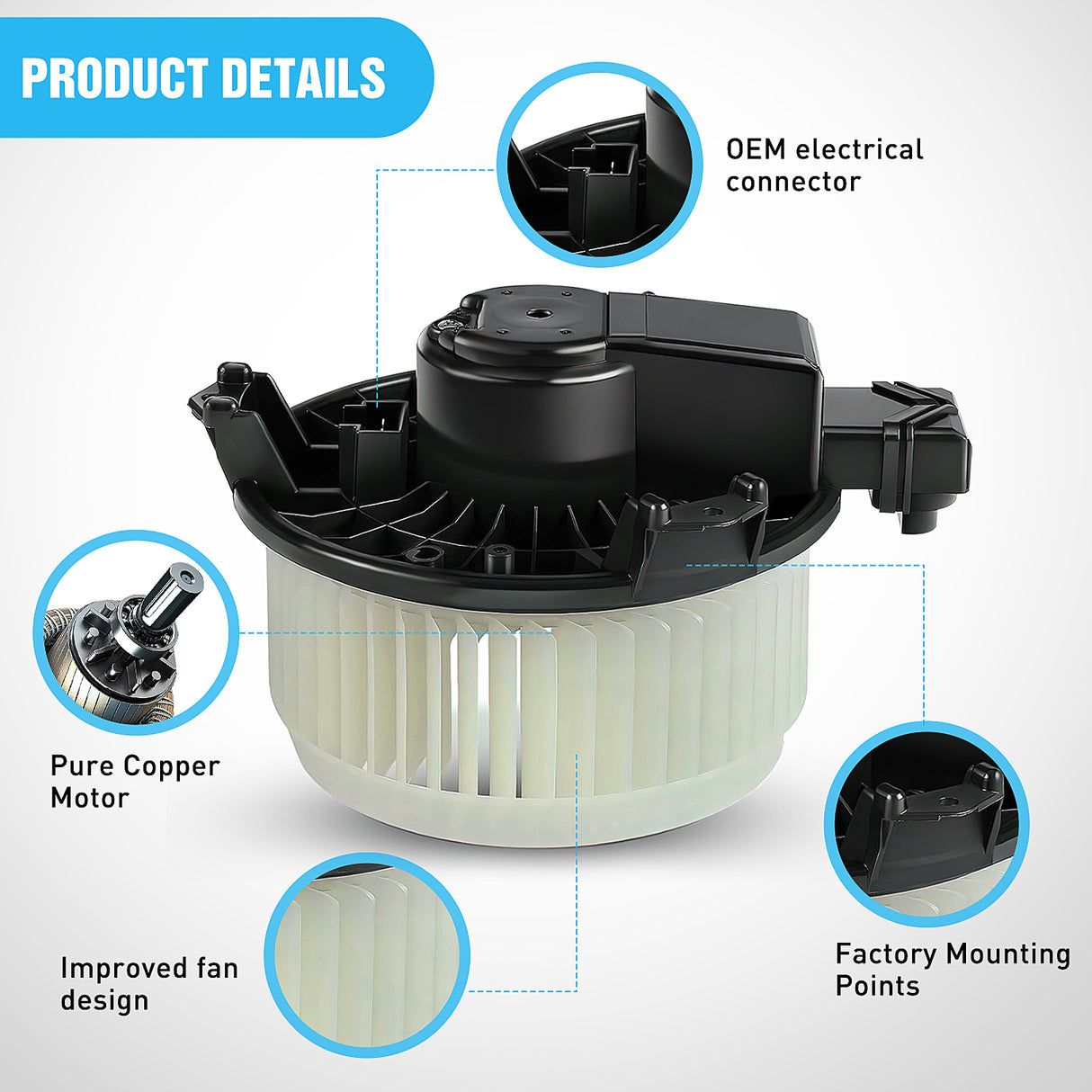 Nilight HVAC Heater Blower Motor Fit for Dodge Avenger 2008-2014, Ram 1500 2500 3500, Honda Accord 2008-2012, Chrysler Sebring Ford Jeep Acura Subaru Jaguar Lincoln Replaces # 5012701AB,700012