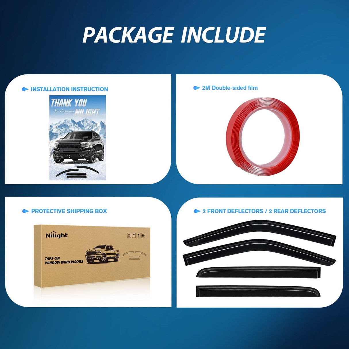 Rain Guards Tape-On Rain Guards for Ford F250 F350 F450 F550 Super Duty 1999-2016, Window Visors Vent Wind Deflectors-4PCS