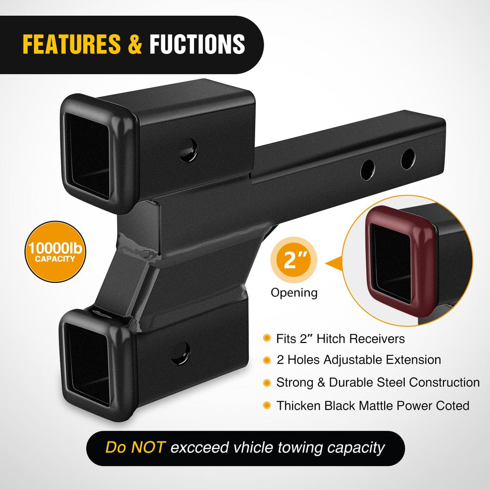 Trailer Hitch 2 Inch Trailer Dual Hitch Receiver with 2 & 4Inch Rise or Drop