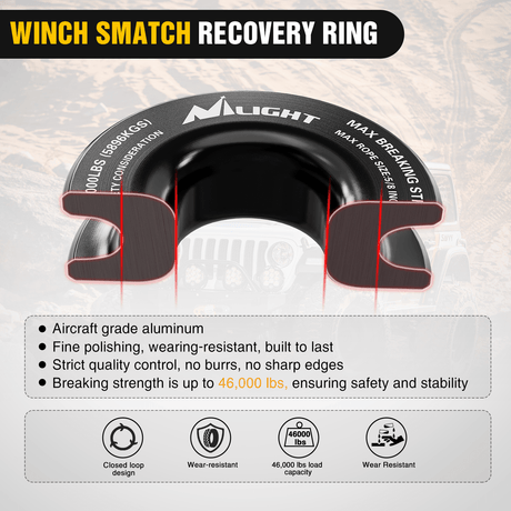 Shackle Recovery Ring 1/2inch x 24inch Synthetic Soft Shackle Recovery Ring Kit
