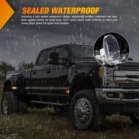Side Marker Clearance Lights 4 PCS 3 LED Red Amber Wheel Fender Side Marker Lights Smoked Lens Compatible With 2011-2016 F250 F350 F450 F550 Super Duty