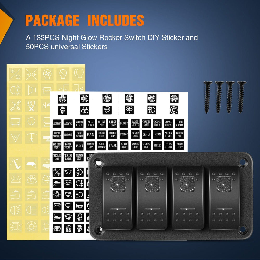 Rocker Switch 4Gang Aluminum 5Pin ON/Off Rocker Switch Panel Purple