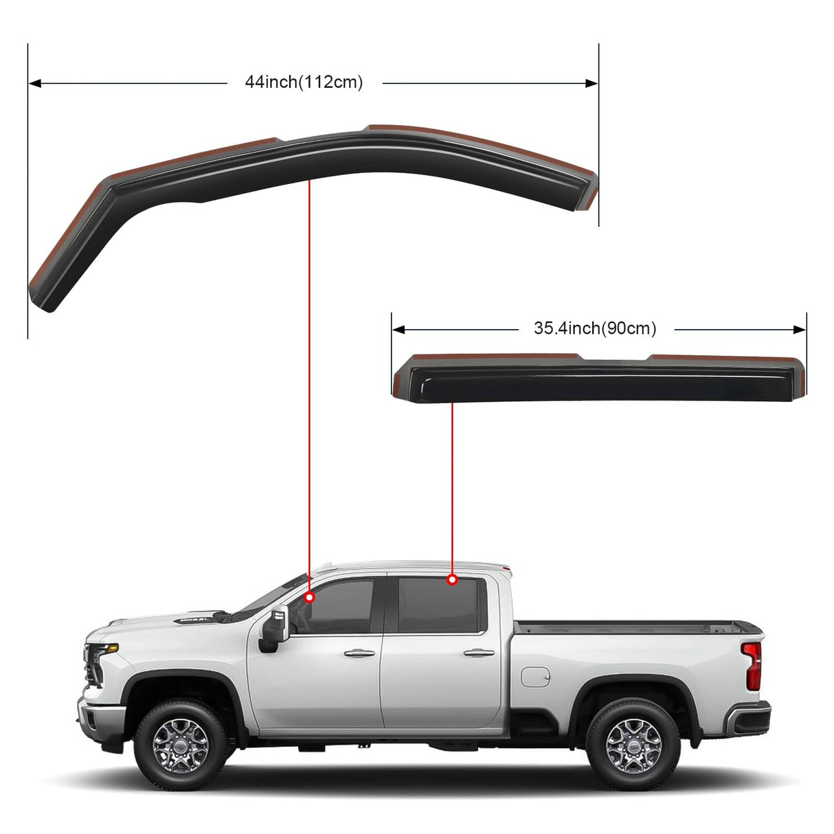 Rain Guards Rain Guards for Chevy Silverado/Sierra 2500HD/3500HD 2020 2021 2022 2023 2024 2025 Crew Cab Original Window Deflectors, Vent Window Visors-4PCS