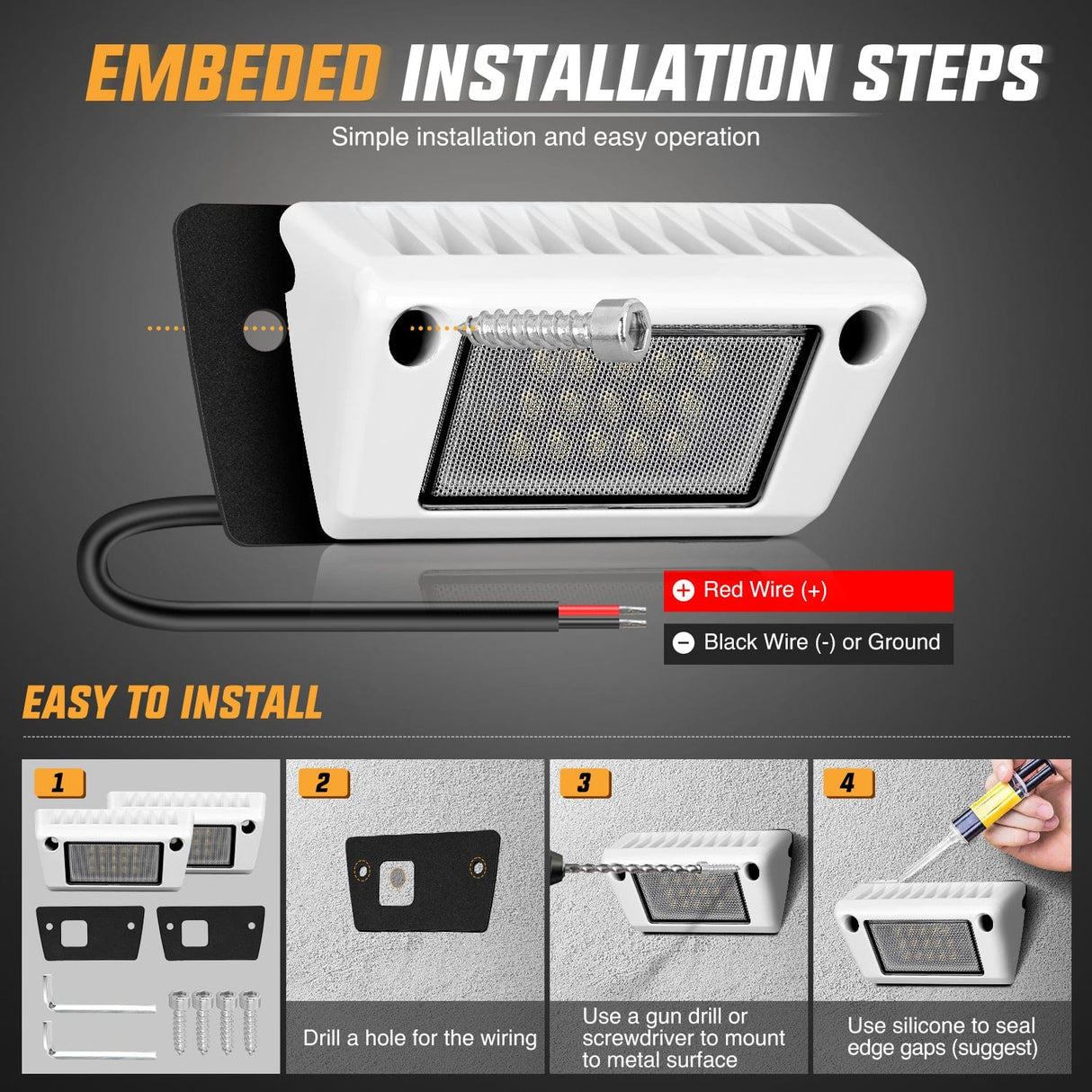 Area Lights RV Exterior Light 2PCS 5 Inch White Beam Porch Lights White Aluminum