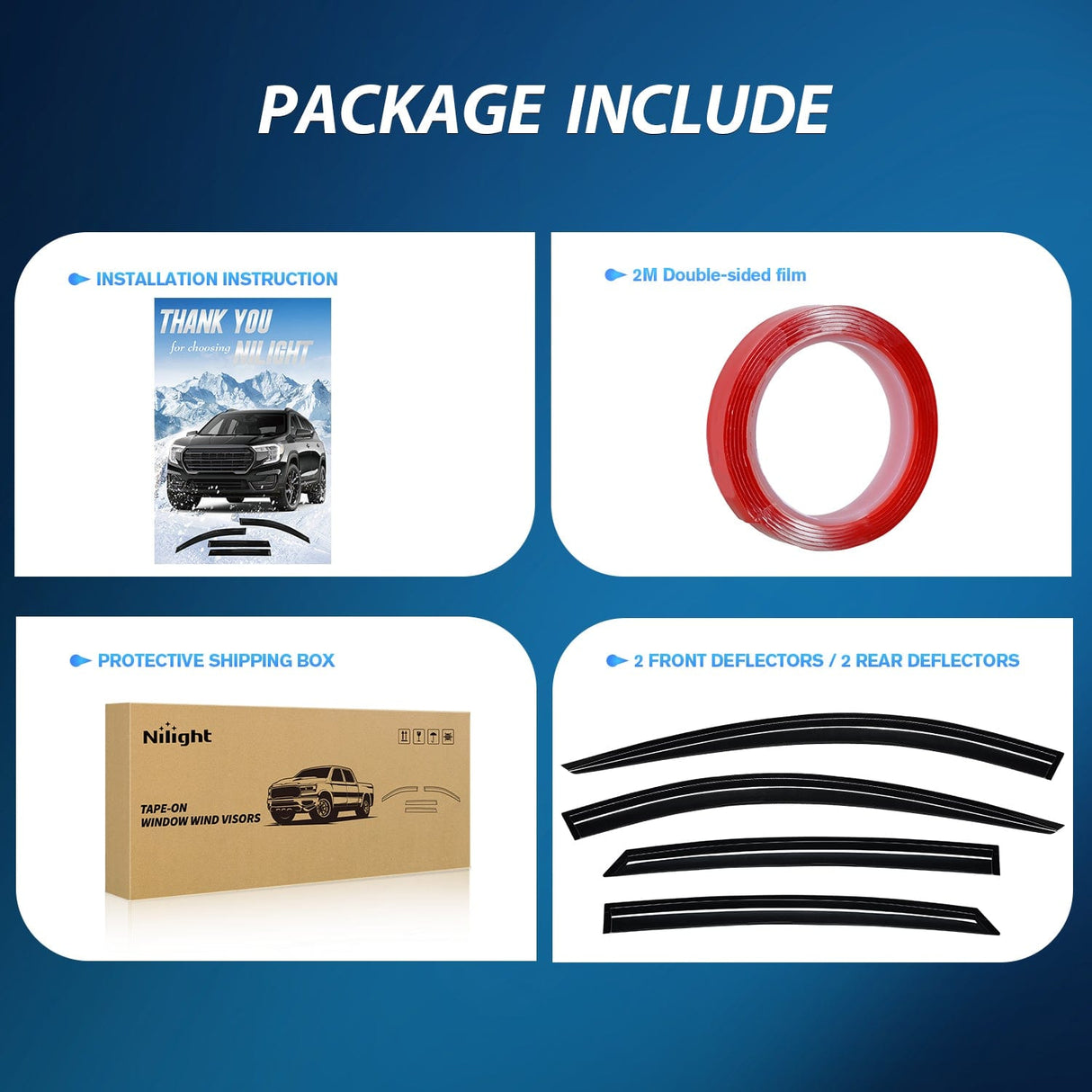 Rain Guards Tape-On Rain Guards for Ford Fusion 2013 2014 2015 2016 2017 2018 2019 2020, Window Visors Vent Wind Deflectors-4PCS